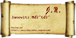 Janovitz Máté névjegykártya